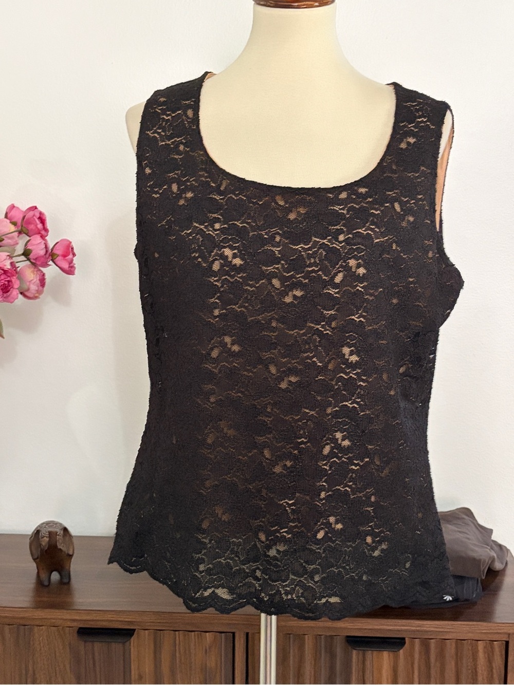 Coldwater Creek Black Lace Sleeveless Women's Top size large